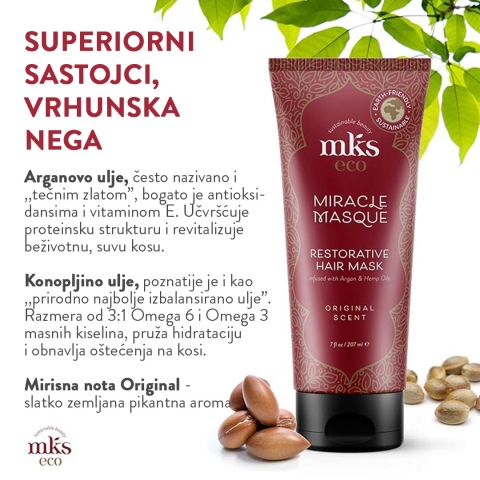 MKS eco Srbija Miracle proteinska maska za kosu sa arganovim uljem